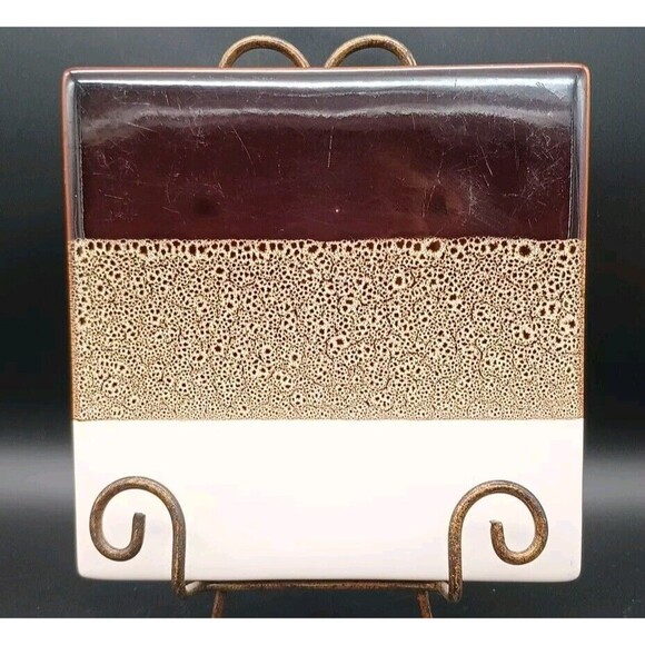 Pier One Imports TriColor Footed Trivet Brown 8" Square - Picture 1 of 4